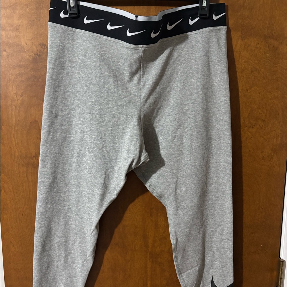 Nike Kids Gray Leggings with Black Branded Waistband